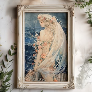 Aphrodite&#39;s Birth Matte Print, Greek Goddess of Love Aphrodite, Aphrodite Birth in the Sea Art, Greek Goddess Divine Feminine Art, Greek Art