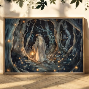 Wizard in Enchanted Wood Matte Print Wizard Fantasy Wall Decor Fantasy Room Wall Art Wizard Earthy Moody Art Print Fantasy Lover Art Gift