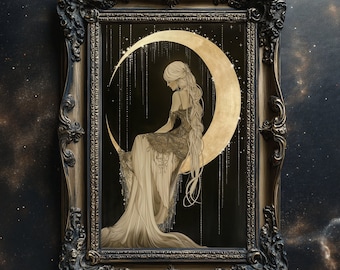 Selene godin van de maan matte print Griekse godin van de maan muur kunst maangodin print goddelijke vrouwelijke muur kunst godin muur decor
