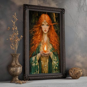 Celtic Goddess Brigid Matte Poster, Celtic Goddess of Fire and Healing, Mythology Poster. Goddess of Healing and Fertility, Celtic Wall Art