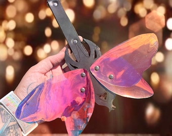 Iridescent Winged Horned Beetle BDSM Leather Slapper Toy