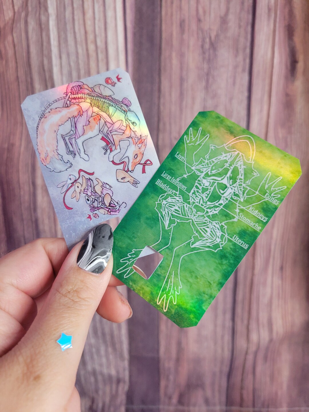 Holographic Dissected Fox or Frog Card Back Debit Art Cards Skins - Etsy