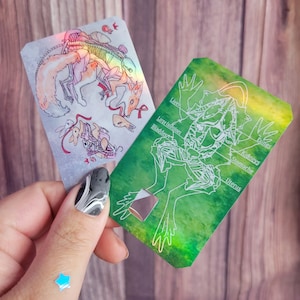 Dos de carte renard ou grenouille disséqué holographique Cartes de débit Art Skins
