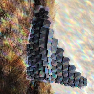 3D Dragonscale Triangle Panel PLA Filament Printed Scales on Mesh Matte Black Dragonrider Wing