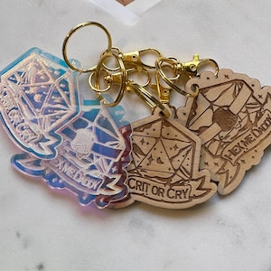 RPG Tabletop D20 Dice Ornament Keychain Honor the Roll Decoration for Gamers and Nerds