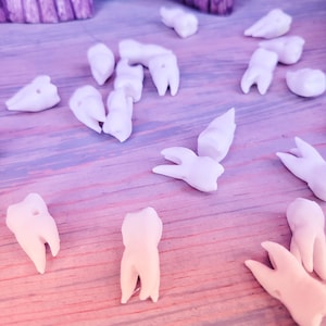 Plastic Human Teeth Bead Set Spooky 3D Printed Halloween Molar & Canine Tooth Goth Style
