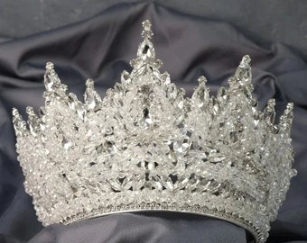 Miss Universe Pageant Crown Tiara | Silver Matching Crown | Party Stage Show Rhinestone Crown | Silver Hair Jewelry | Silver Crystal Tiara