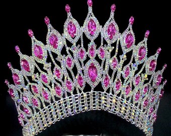 Miss Universo Pageant Crown Tiara / Corona de candelabro / Corona de Miss Universe Rhinestone / Party Stage Show Crown / Joyería para el cabello para el concurso