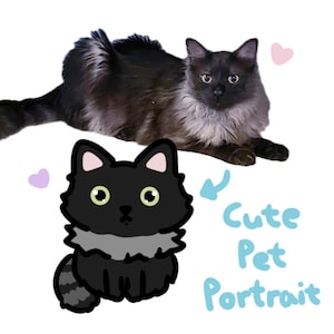 portrait d'animal de compagnie, dessin d'animal de compagnie mignon, illustration d'animal de compagnie chibi, dessin d'animal de compagnie kawaii, dessin d'animal de compagnie simple, portrait mignon personnalisé