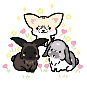 custom pet portrait, cute pet portrait, kawaii pet drawing, chibi illustration, pet's birthday gift, simple pet illustration