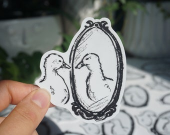 Duck Sticker | Matte Vinyl Sticker | Cute Sticker | Illustrated Sticker | Funny Duck Sticker | Laptop Sticker | Moody Monochrome | Duck Art