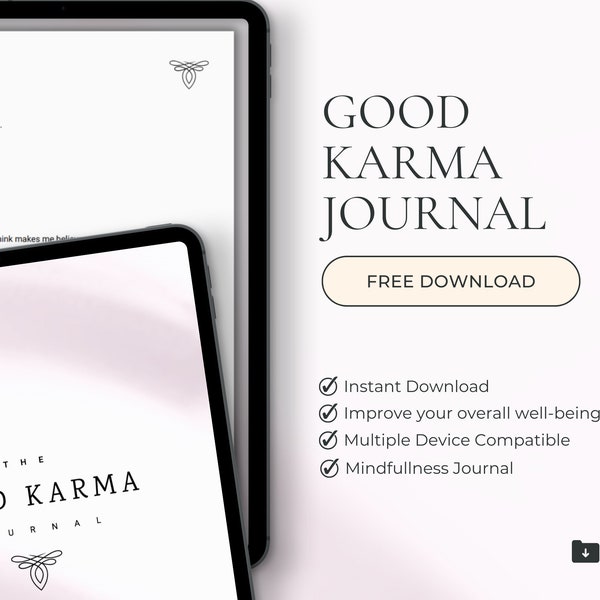 The Good Karma Journal - Daily Self-Love & Empowerment Journaling Pages Printable, Daily Journal Prompts, A5 Instant Download PDF