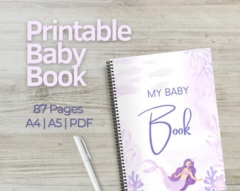 Printable baby book, baby journal, newborn keepsake, baby first year, instant download, baby milestone book, digital download