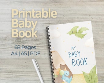 Printable baby book, baby journal, newborn keepsake, baby first year, instant download, baby milestone book, digital download