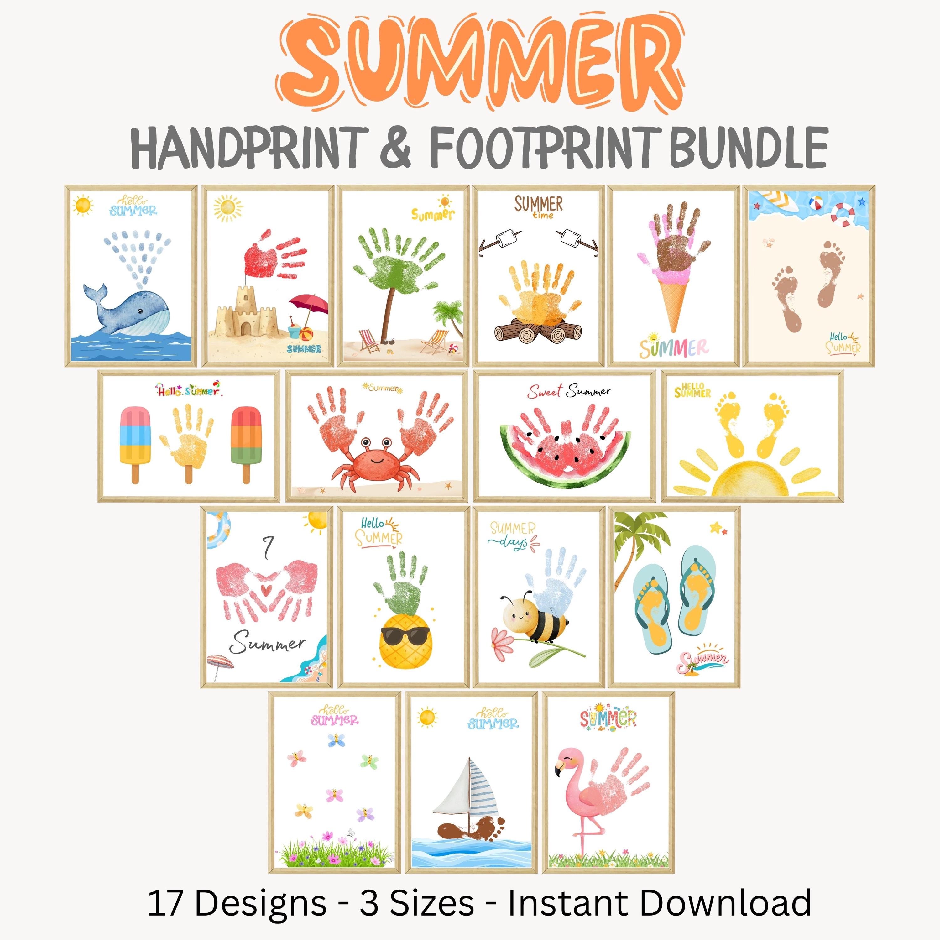 30 DIY Beach Crafts For Kids Perfect On Sunny Days 23 Summer Handprint Footprint Craft Bundle, Kids Summer Activity…