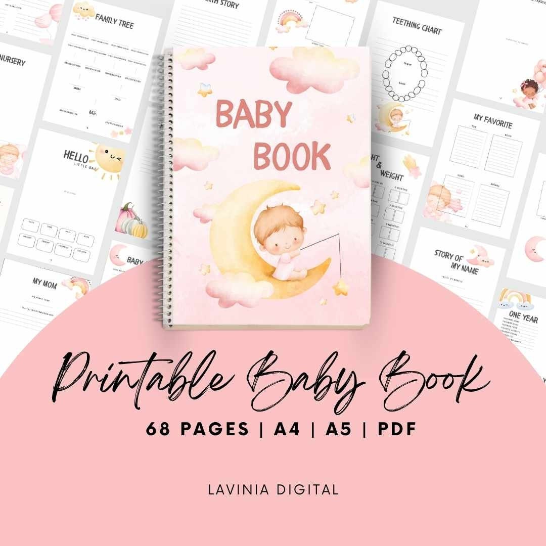 Printable Baby Book, Baby Journal, Newborn Keepsake, Baby First Year ...