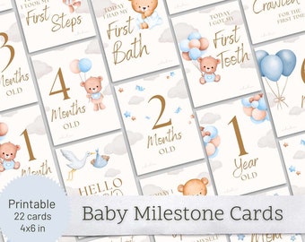 Printable baby milestone cards, newborn cards, baby steps cards, newborn gift, baby shower gift, baby book, instant download