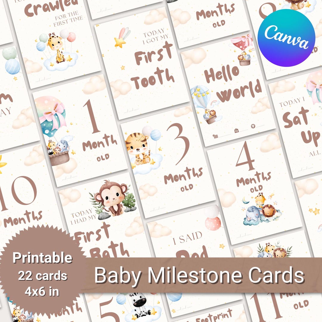 Editable Baby Milestone Cards - Newborn Memory Cards | Instant Download ...