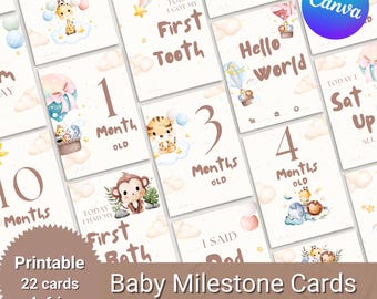 Editable Baby Milestone Cards - Newborn Memory Cards | Instant Download