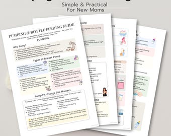 Guía para la extracción de leche y la alimentación con biberón, horario de extracción de leche, tabla de almacenamiento de leche materna, guía para mamás primerizas, PDF imprimible posparto