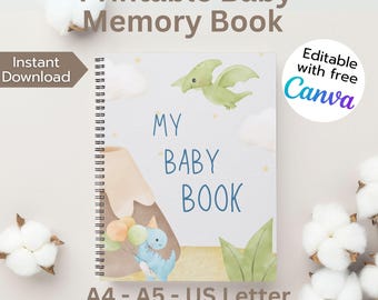 Editable Baby Memory Book | Printable Baby Journal Template | Digital Keepsake Album for New Parents