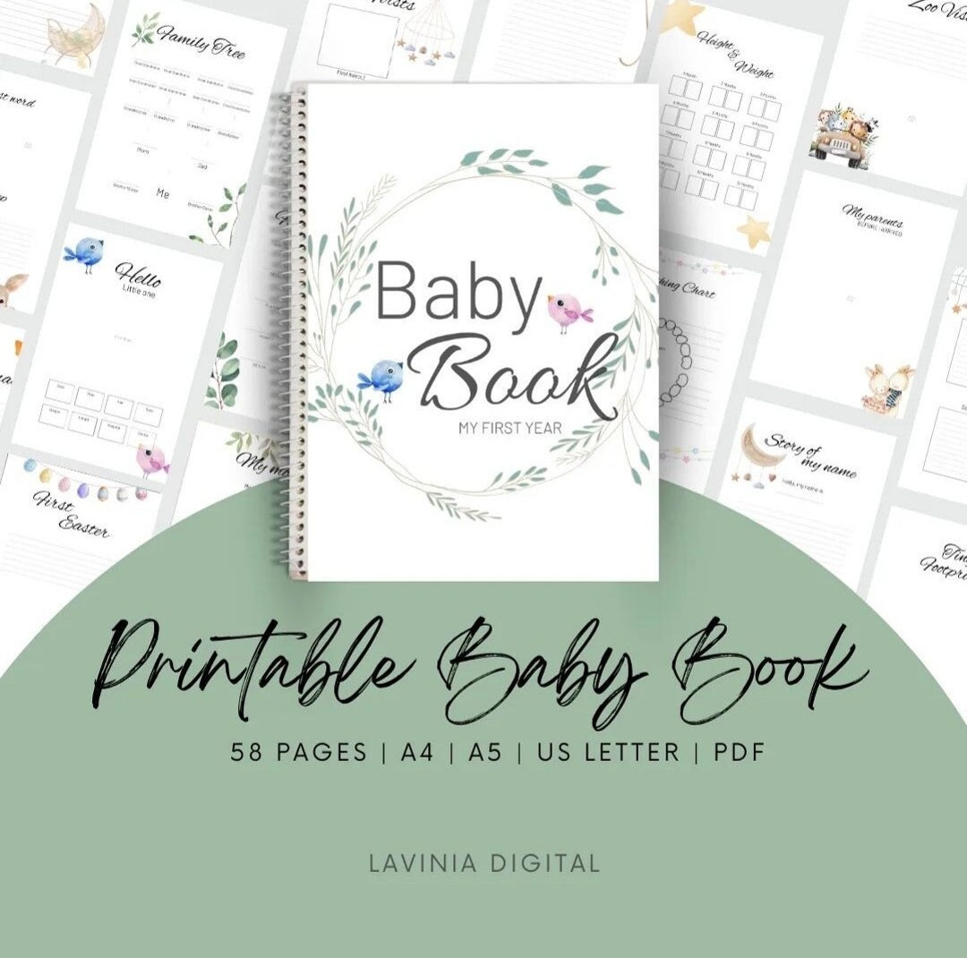 Printable Baby Book, Baby Journal, Baby Memory Book, Baby First Year ...