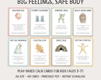 Big Feelings Safe Body Cards for Kids | Calm Down Cards | Emotional Regulation Play | Printable Calm Cards Ages 3–7