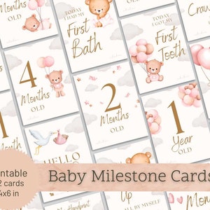 Cartes d'étapes imprimables pour bébés - Cartes mémoire pour nouveau-nés | Téléchargement instantané