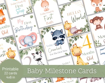 Baby Milestone Cards: Gender Neutral Photo Props (PDF Download, 4x6 in)