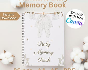 Livre de souvenirs bébé modifiable | Souvenir non sexiste | Téléchargement numérique