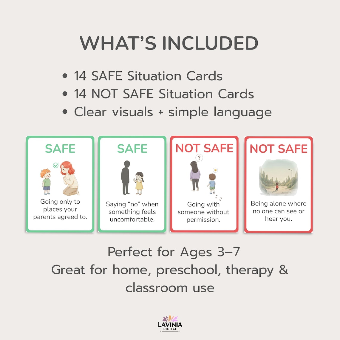Safe Vs Not Safe Situations Cards for Kids | Body Safety - Big Feelings ...
