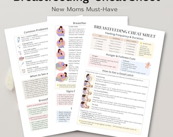 Breastfeeding Guide Printable, New Mom Cheat Sheet, Feeding Positions & Latch Guide, Baby Feeding Chart, Instant Download PDF