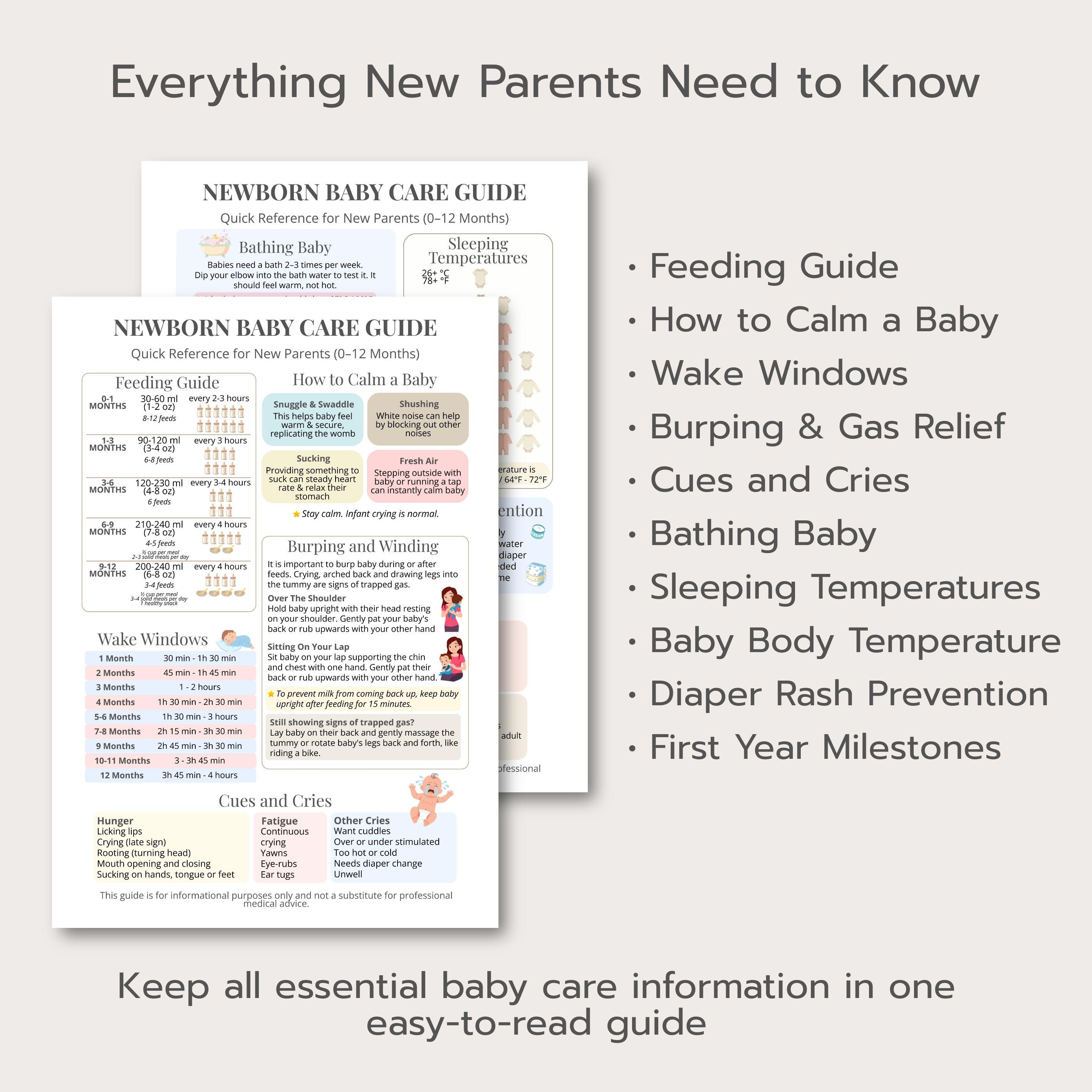 Newborn Rules.pdf Newborn Baby Care Guide Printable, New Parent Cheat Sheet, 0-12 Month ...