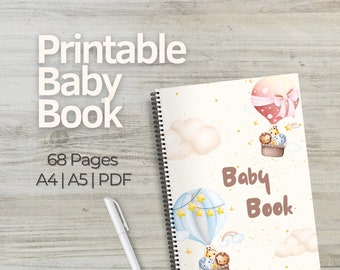 Afdrukbaar babyboek, babydagboek, pasgeboren aandenken, baby eerste jaar, instant download, baby mijlpaalboek, digitale download