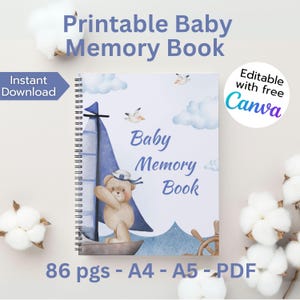 Editable Baby Memory Book | Milestone Journal | Digital Download | Baby First Year Keepsake & Canva Template