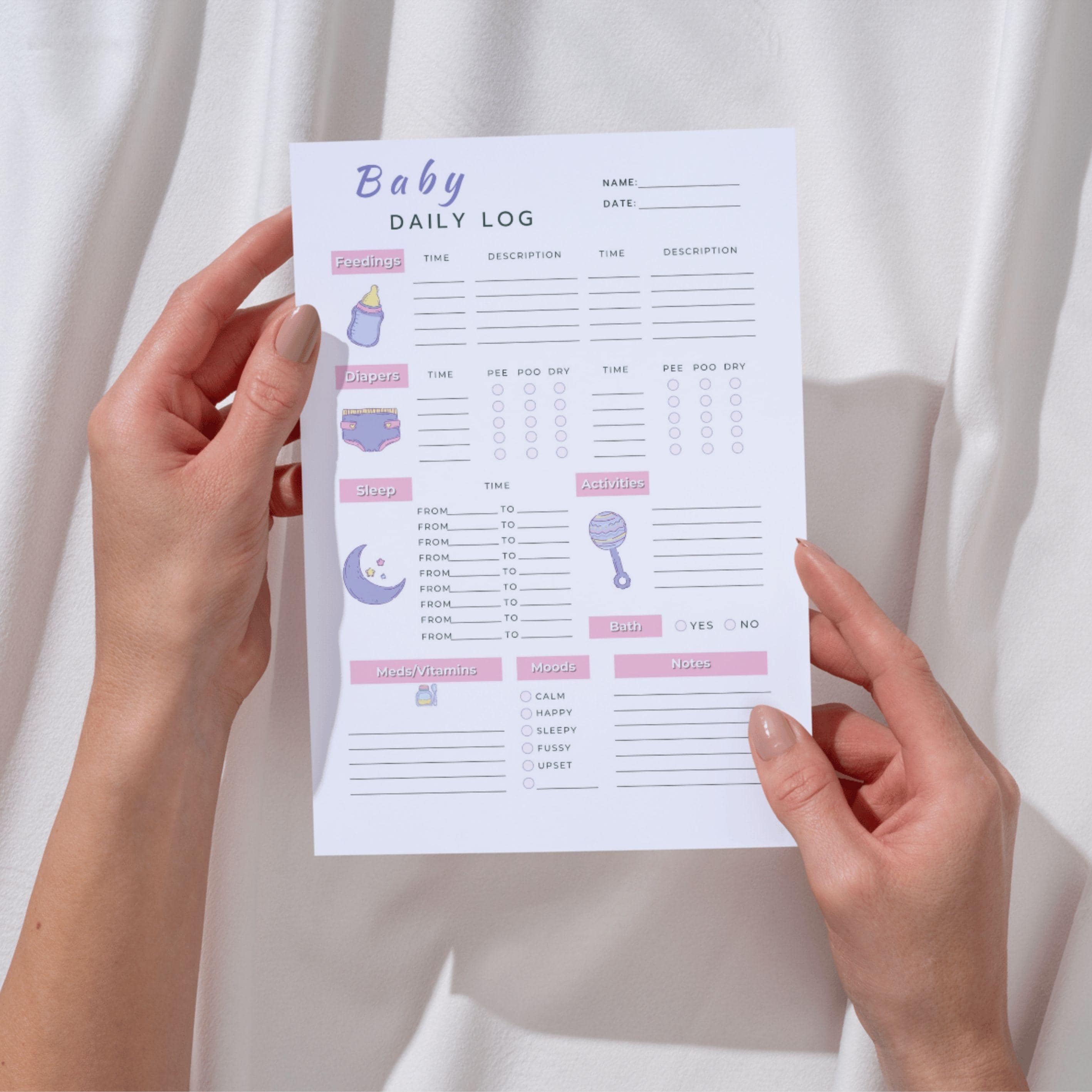 Baby Daily Log Printable | Newborn Daily Tracker | Feeding Sleep Diaper ...
