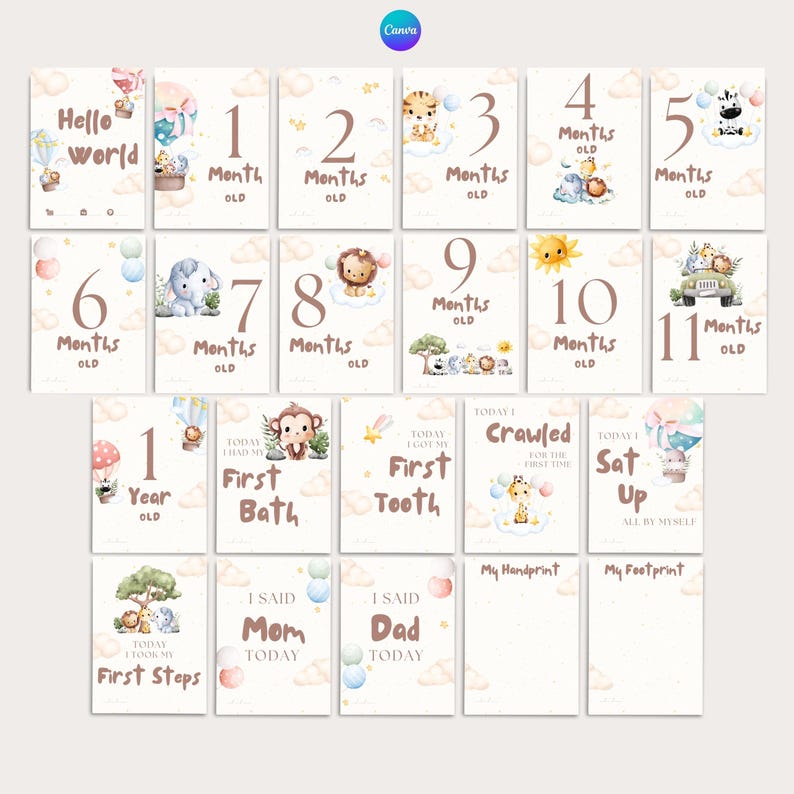 Editable Baby Milestone Cards - Newborn Memory Cards | Instant Download ...