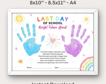 End of School Year Handprint Gift, Watch Me Shine Keepsake, Kindergarten Preschool Last Day of School Craft, Rainbow Sun Art Printable