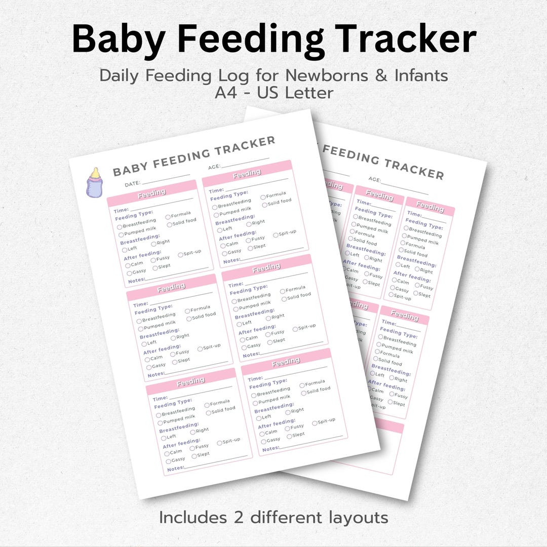 Baby Feeding Tracker Printable, Daily Newborn Feeding Log ...
