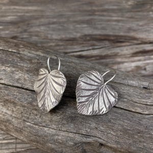 Oxidized Leaf Silver Earrings Karen Tribe Style Jewelry