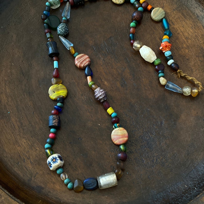 Trade Glass Beads Long Necklace Handmade Ethnic Jewelry