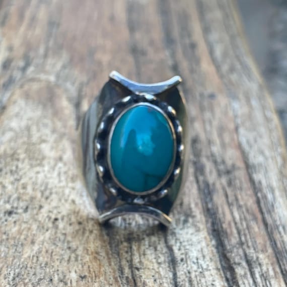 Natural Turquoise Silver Ring Statement Jewelry - image 4