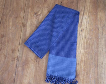 Hand Woven Cotton Scarf Indigo Dye Design Accessories