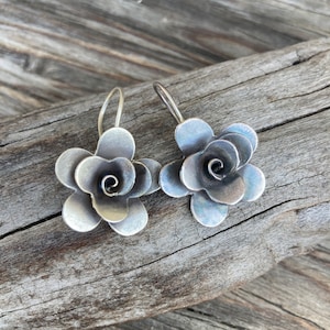 Blossom Flower Silver Earrings Karen Tribe Style Dangle And Drop Jewelry