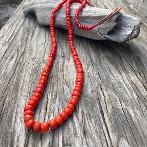 Vintage Red Glass Beads Necklace Minimalist Style Beads Jewelry