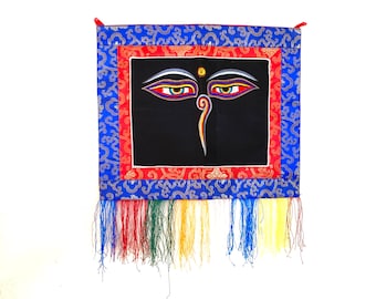 Buddha Auge Stickerei Wandbehang tibetische Symbole spirituelle Dekoration