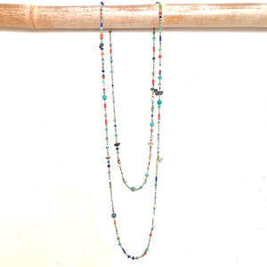 Long Beaded Necklace Ethnic Nepalese Multi Beads Jewelry