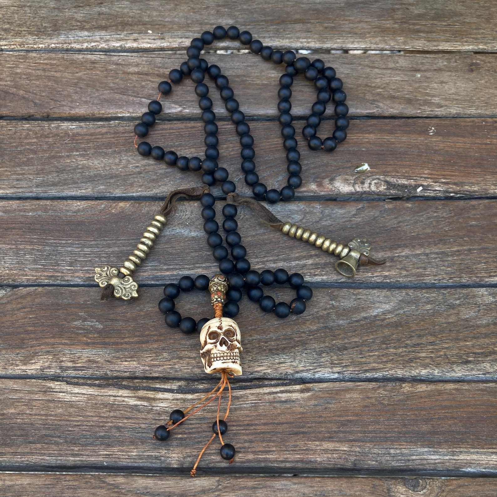 Tibetan Skull Mala Pendant Necklace: 108 Prayer Beads Yoga Jewelry Gifts