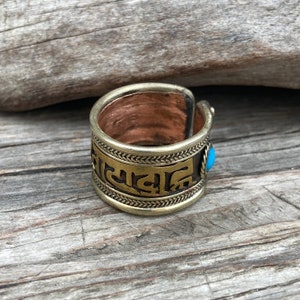 Om Prayer Ring Band Mani Padme Hum Mantra Boho Jewelry
