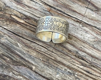 Tibetanisches breites Band Ring der acht Glückssymbole Schmuck